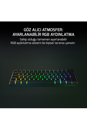 Lyra RGB 60M 62Tuş Siyah Mekanik Kablolu Kırmızı Switch Klavye - 3 Yıl Garantili Image 3