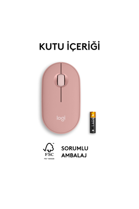 M350s Pebble 2 Bluetooth Kablosuz Sessiz Kompakt Mouse, Pembe 910-007014 Image 8