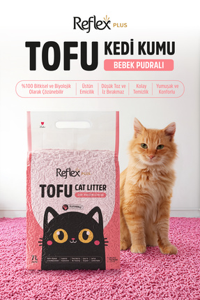 Plus Bebek Pudrası Kokulu Tofu Kedi Kumu 7L Image 0