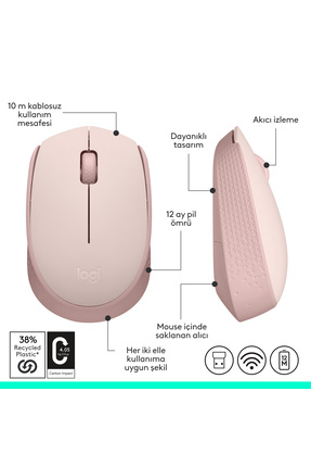 M171 USB Alıcılı Kablosuz Kompakt Mouse, Pembe 910-006865 Image 7