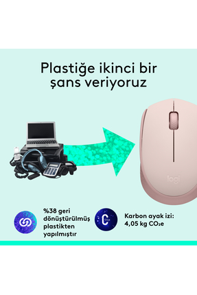 M171 USB Alıcılı Kablosuz Kompakt Mouse, Pembe 910-006865 Image 3