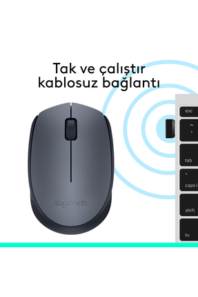 M170 USB Alıcılı Kablosuz Kompakt Mouse, Gri 910-004642 Image 6