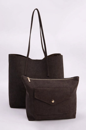 Kahverengi Nubuk Bilgisayar Çantalı/Yavrulu Kadın Maksi Boy Omuz Çantası TAKSS26OC00031 Image 0