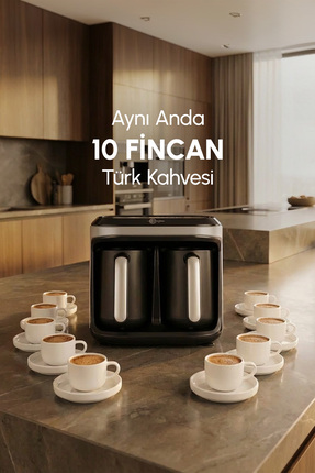 Hatır Hüp Düet 10 Fincan Kapasiteli Bol Köpüklü Aromalı, Közde ve Türk Kahve Makinesi Uzay Gr Image 0