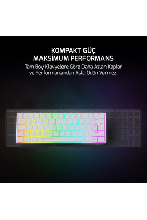 Lyra RGB 60M 62Tuş Beyaz Mekanik Kablolu Red Switch Klavye - 3 Yıl Garantili Image 1