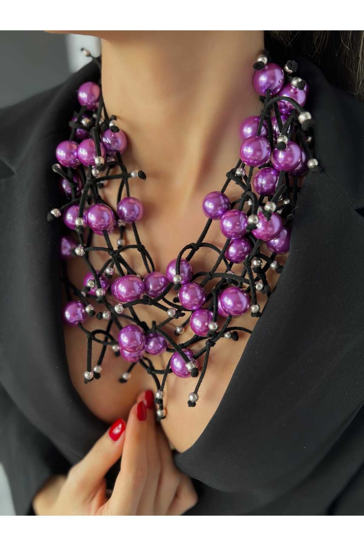Paparazzi purple on sale bead necklace