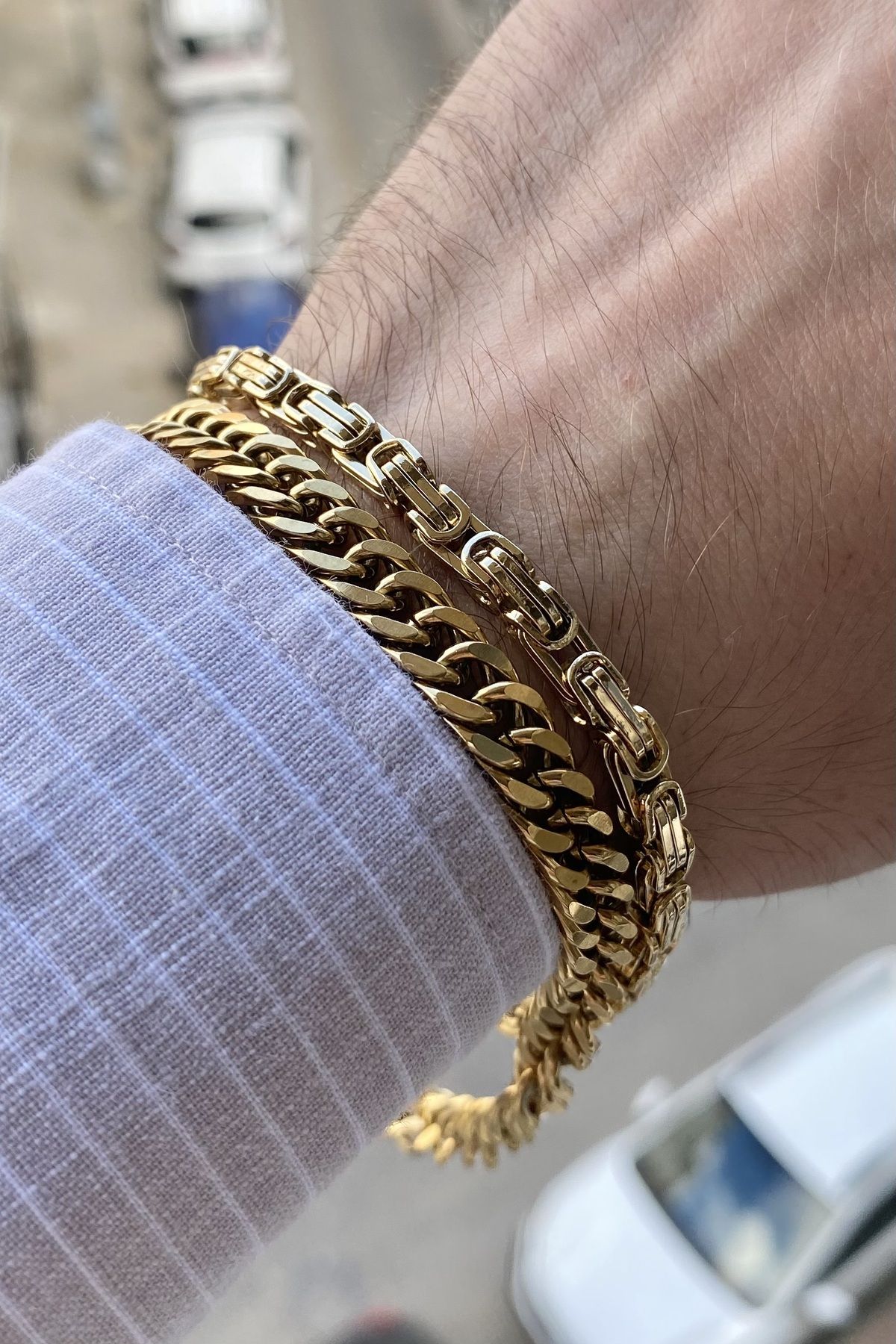 TOMKORS Men s 100 steel bracelet set of 2 special series does