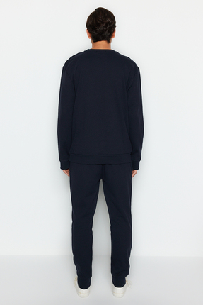 Lacivert Regular Fit Nakışlı Örme Pijama Takımı TMNAW24PT00040 Image 3