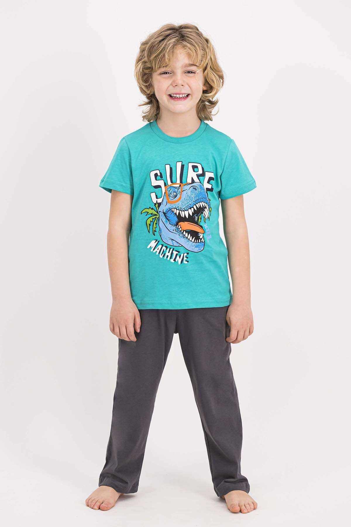 Rolypoly Green Boy Short Sleeve Pajama Set - Trendyol