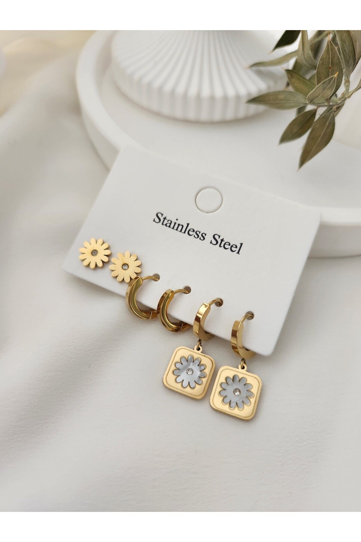 Stainless steel deals earring set