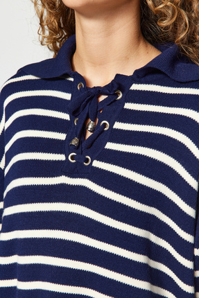 Lacivert Rahat Kalıp Çizgili Triko Kazak TCTAW24AK00172 Image 4