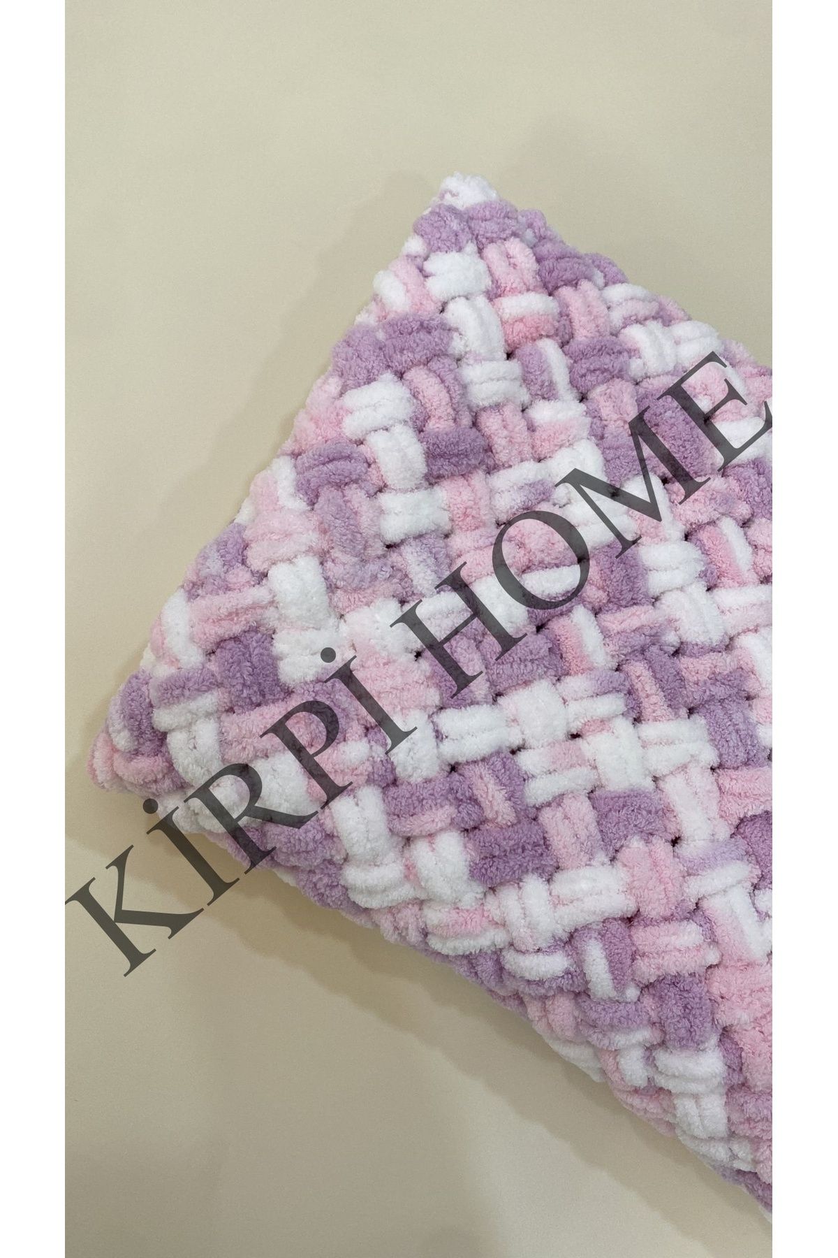 Alize Puffy ALİZE PUFFY HAND KNITTED BLANKET WHITE-ROSE-- - Trendyol