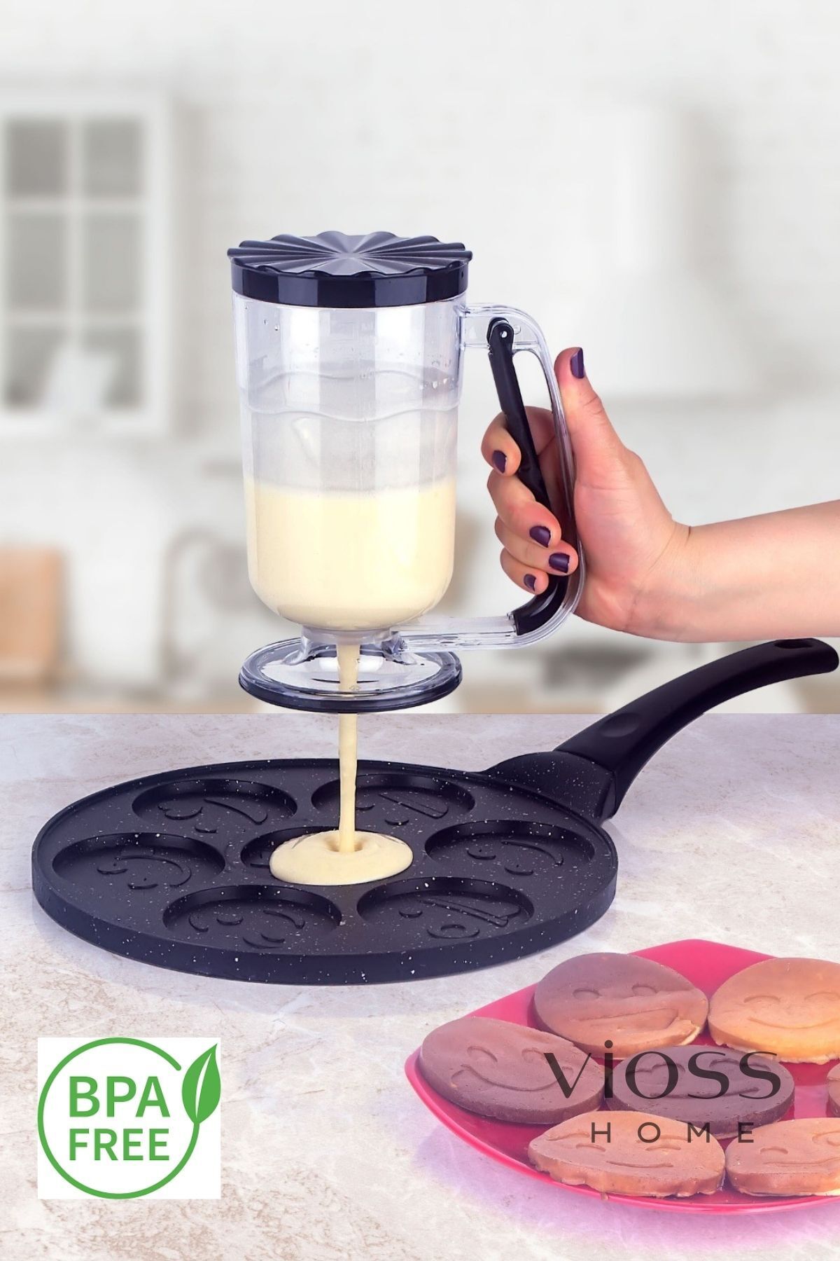 VİOSS HOME Dough Dispenser Practical Crepe Pancake Muffin Easy