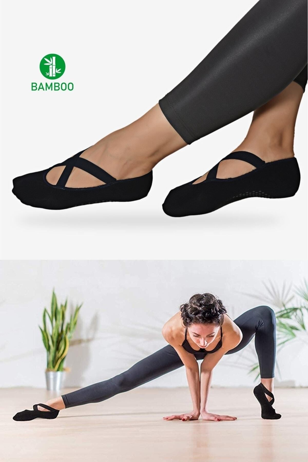 Sweex 2 Pairs High Quality Black Anti-Slip Yoga Fitness Reformer