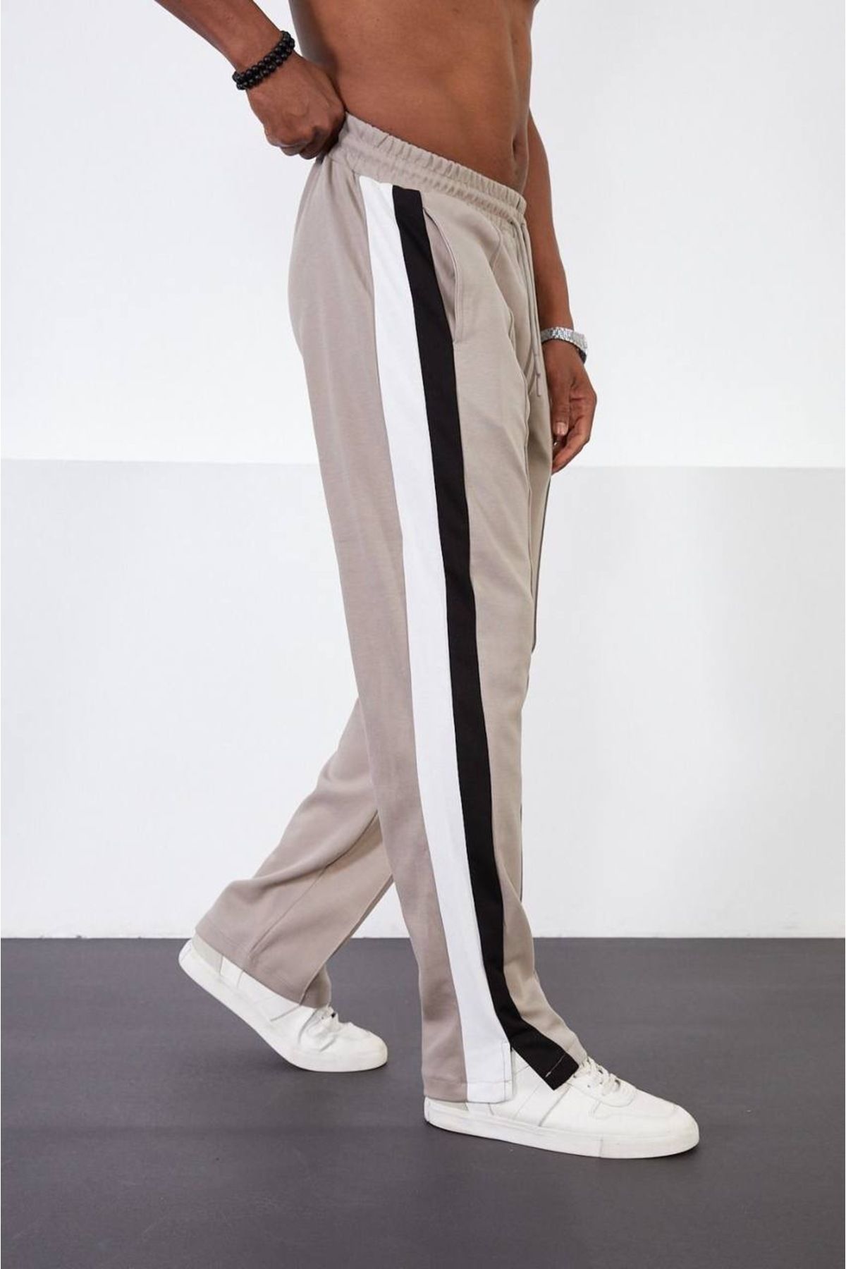 Mens sweatpants with sale stripe on side