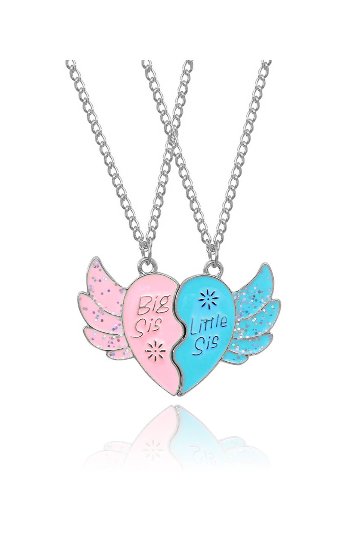 2pcs/set Magnetic Angel Wings & Heart Charm Necklace BFF Necklaces For Best  Friends