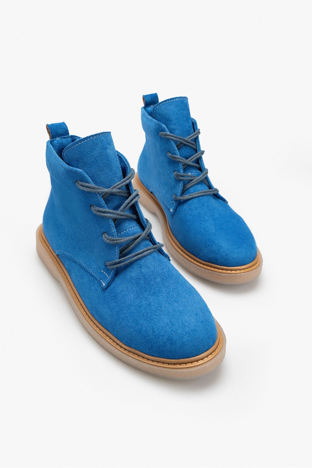 N ANTA I SHOES Melina Blue Suede Lace Detail Flat Sole Women s