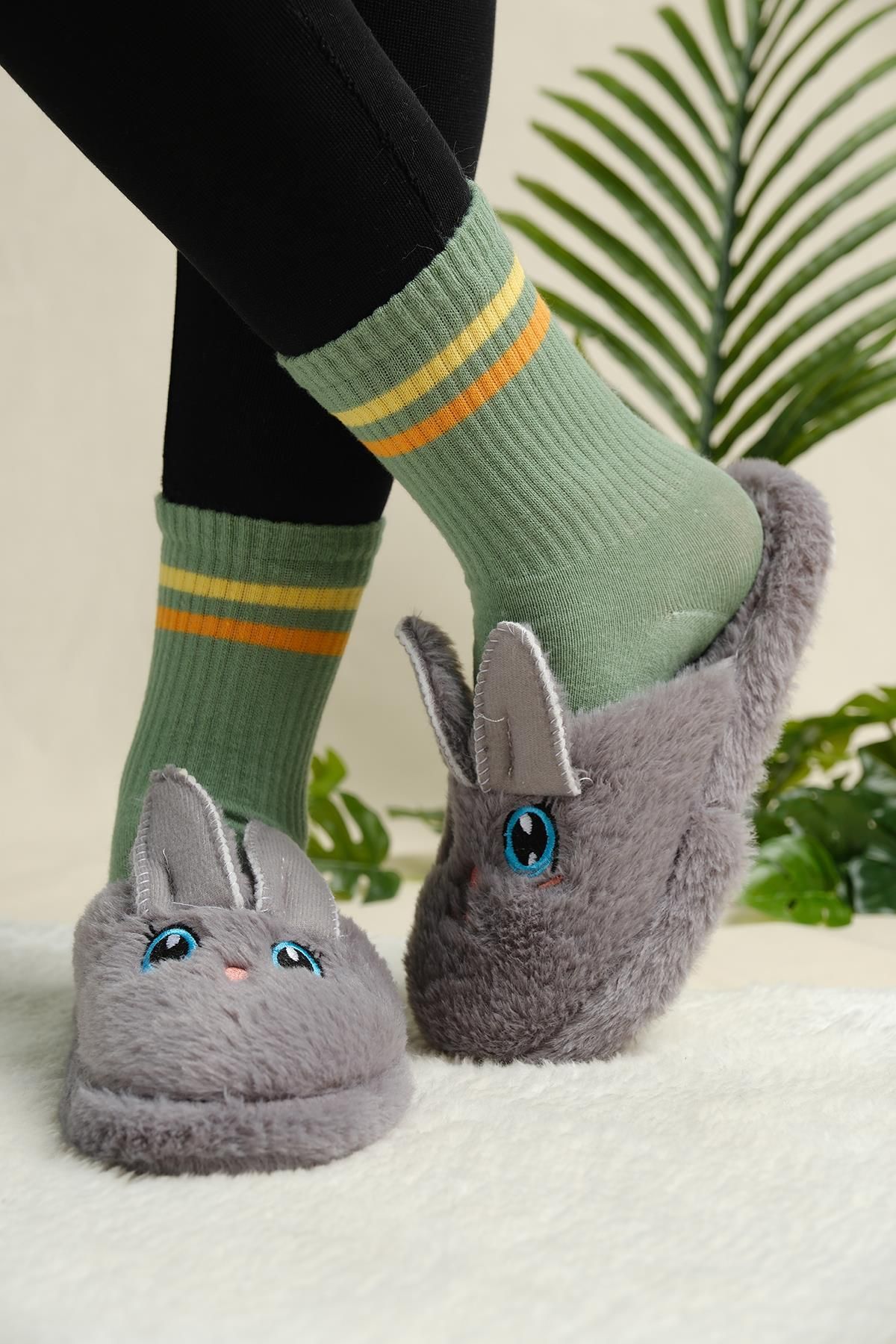Oksit Majda Fluffy Animal Figured Slippers Women s House Slippers