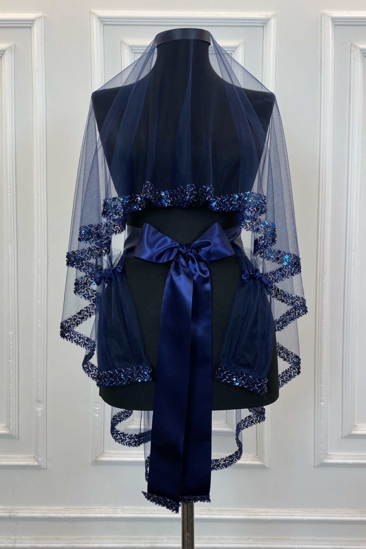 ست چادر عروس شیک آبی ناوی، ست چادر حنا سنگ آب 6 تیکه