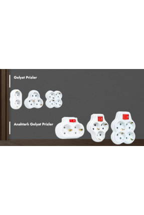 Üçlü ( 3'lü ) Anahtarlı Çocuk Korumalı Golyat Priz Çoğaltıcı Grup Priz Fiş Image 2