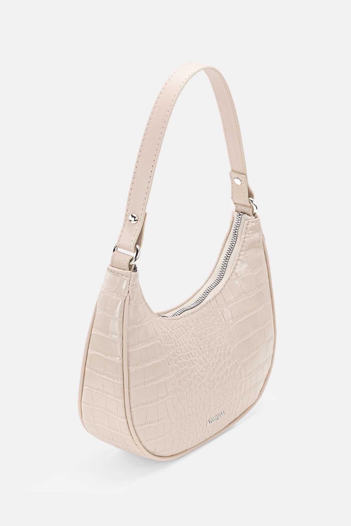 Cream croc top bag