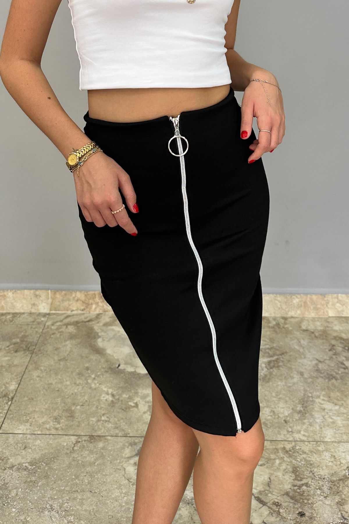 Tam Moda Women s Black Zipper Pencil Skirt Trendyol