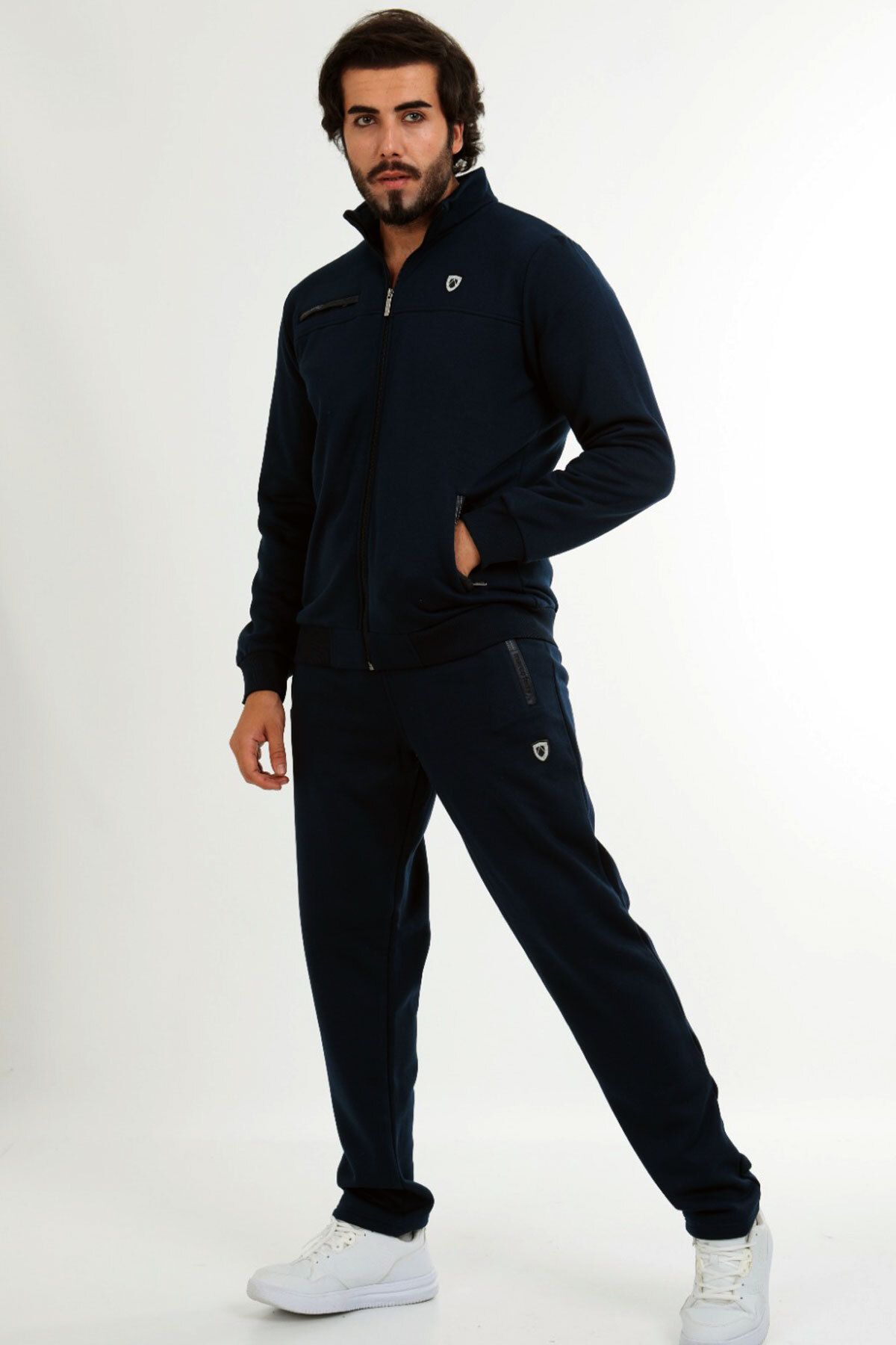 Marco Ferry Navy Blue Men s Front Zippered 3 Thread Rose Gold