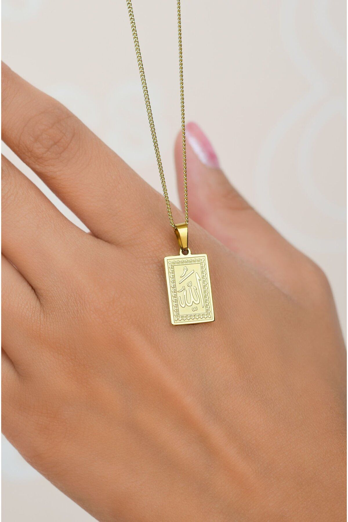 Sacce Scarves Accessories Allah Written Square Medallion Necklace