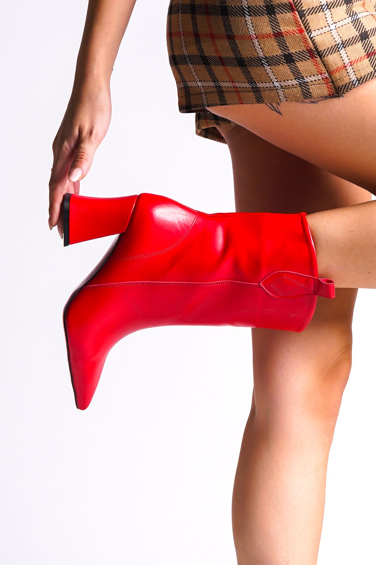 Womens red ankle discount boots low heel