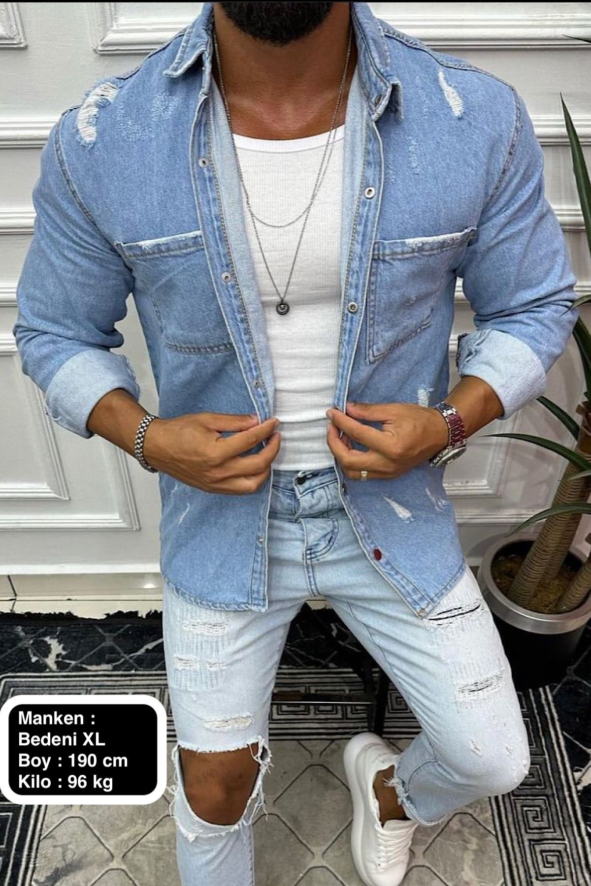 Denim jacket ripped mens 2025