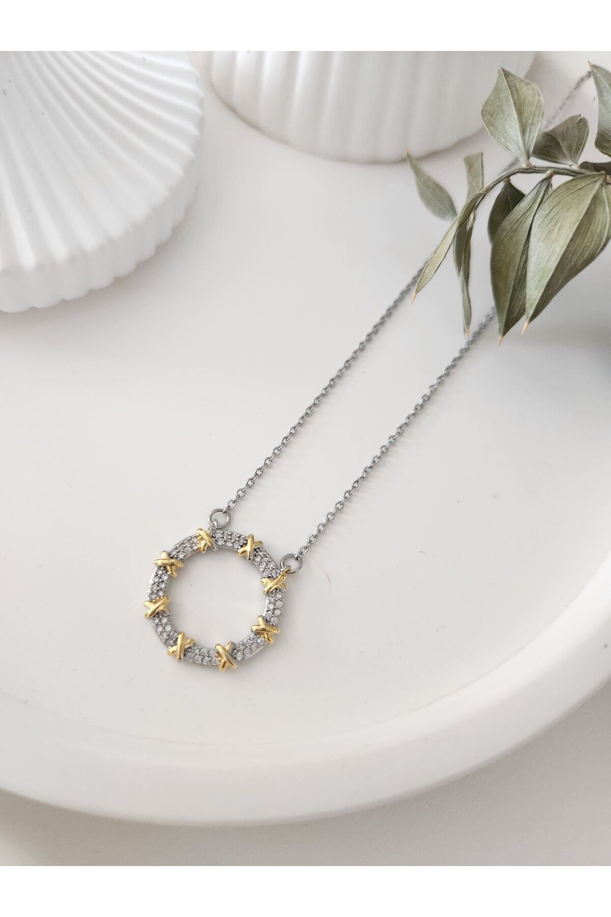 HERCY XOXO Tiffany Model Steel Ring Necklace Trendyol