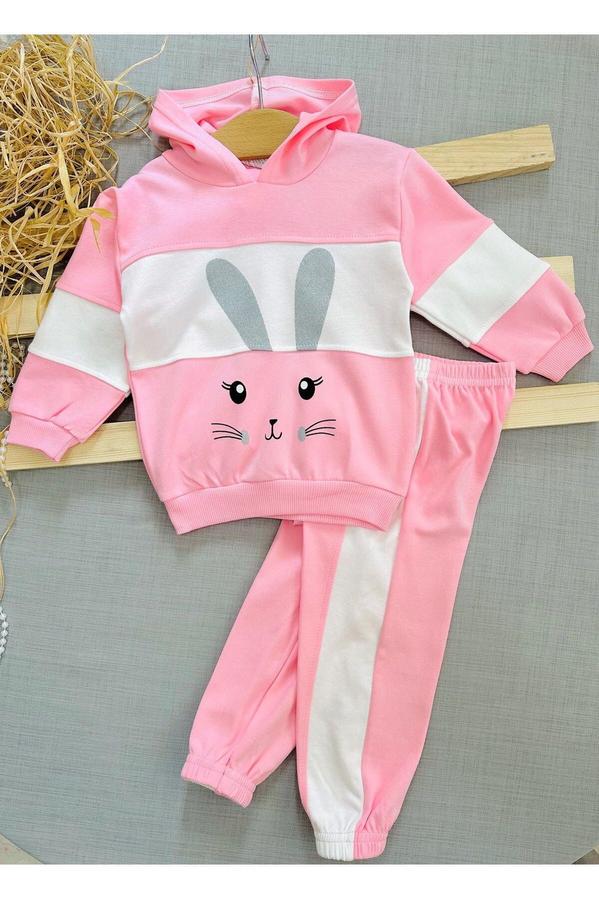 VOYYO Baby Girl Rabbit Printed Hooded 12 18 24 Months Long Sleeve