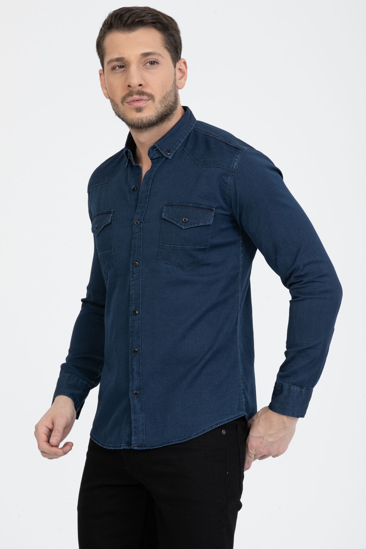 Denim shirt 2025 men slim fit