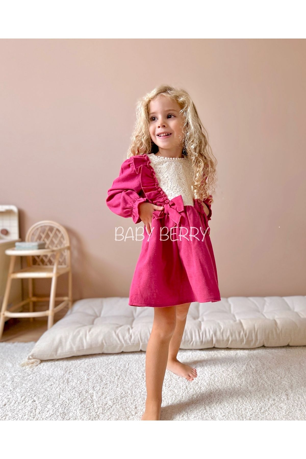Baby girl pink frilly dress sale