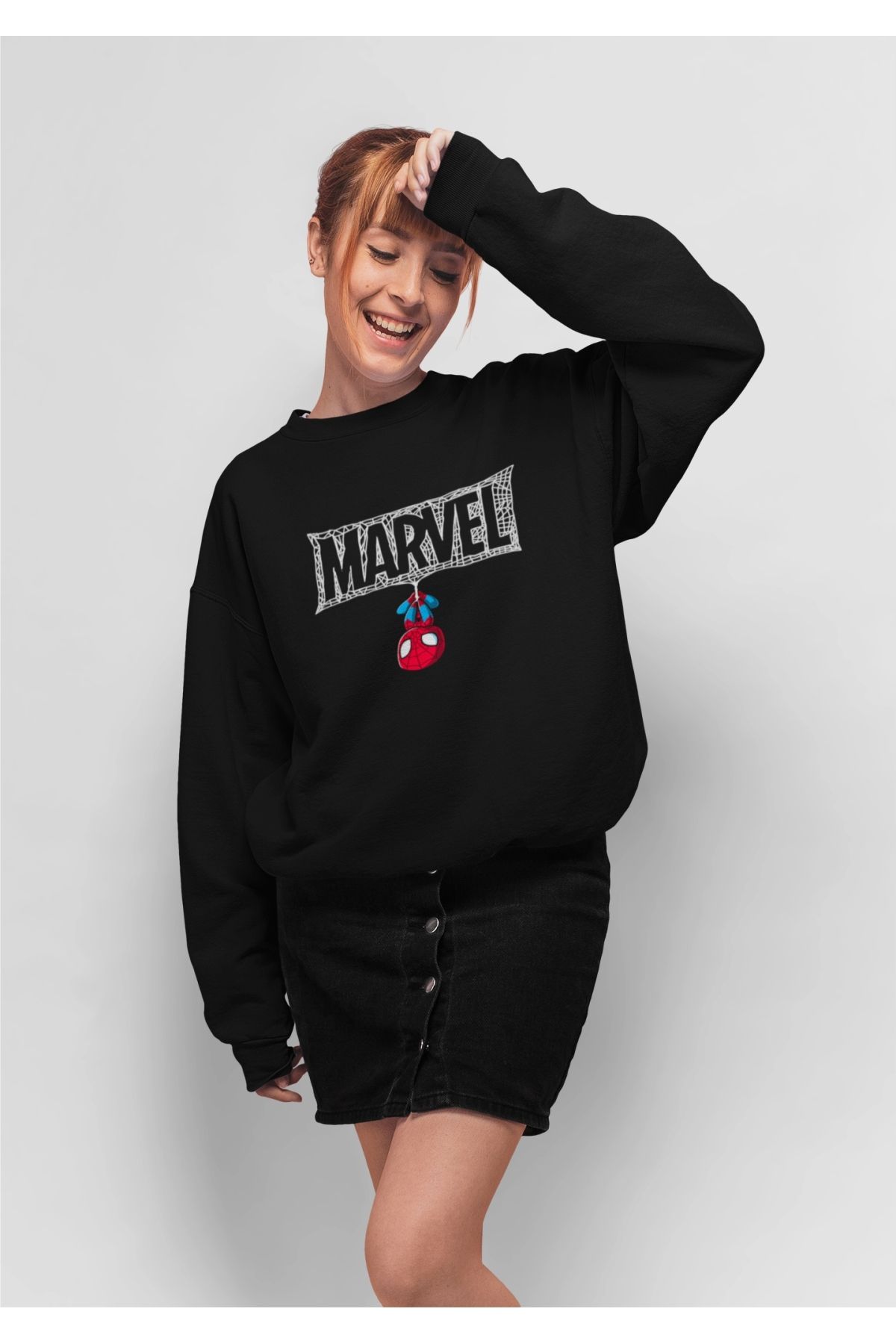 macklin Unisex Women Men Marvel Spiderman Design Logo Printed Crew