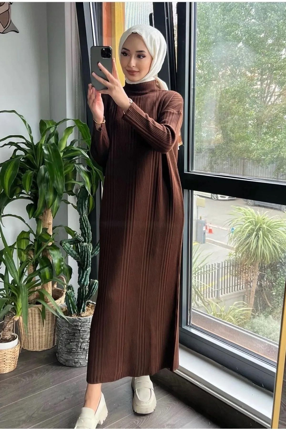 Halezademoda Oversize Loose Cut Half Turtleneck Ribbed Knitwear