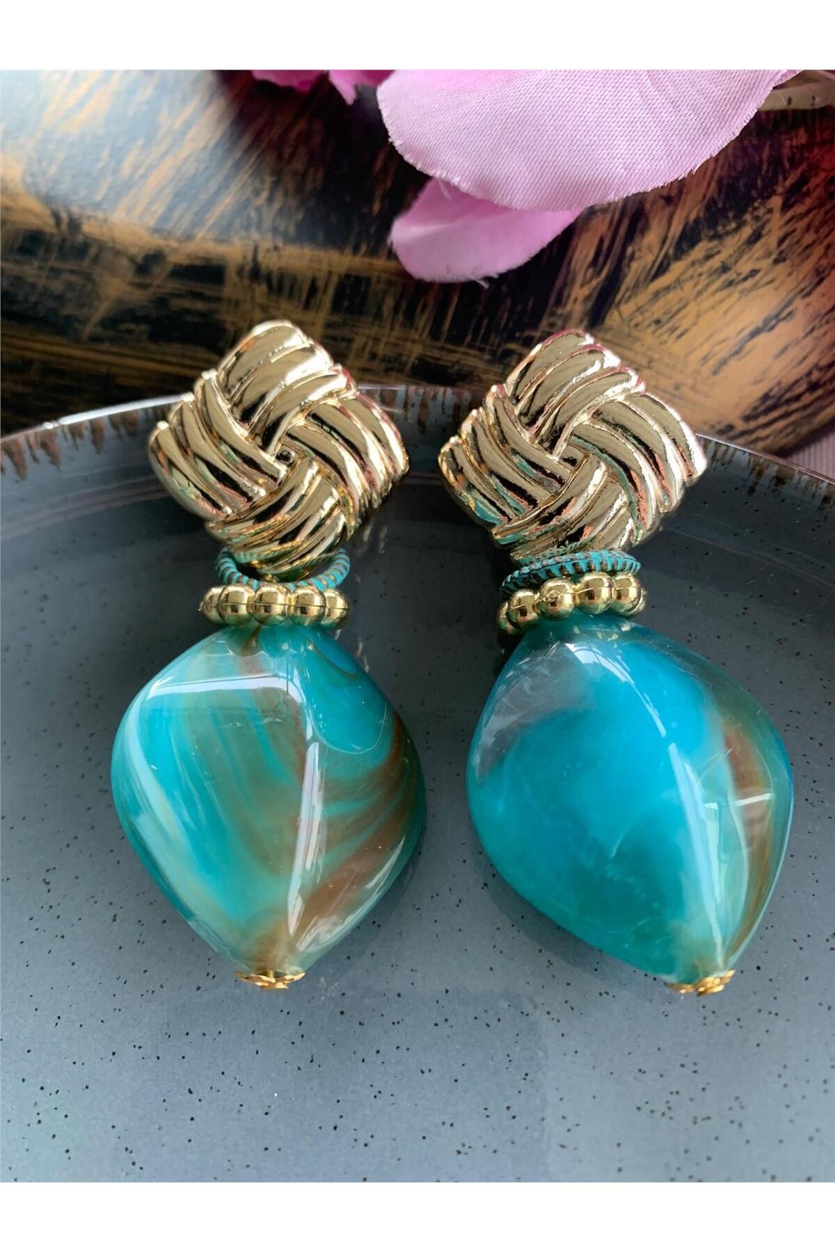 Blue and outlet green earrings