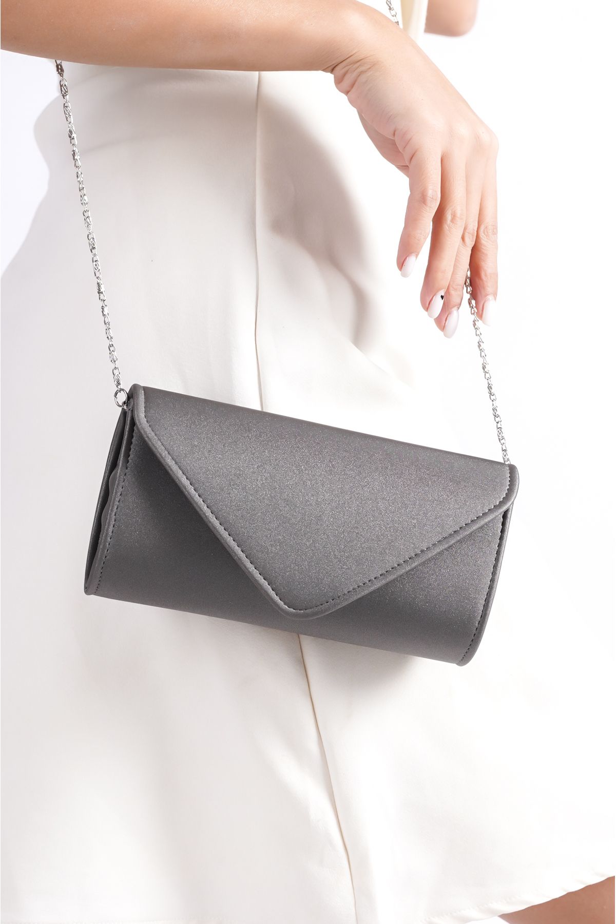 Pewter grey clutch shop bag
