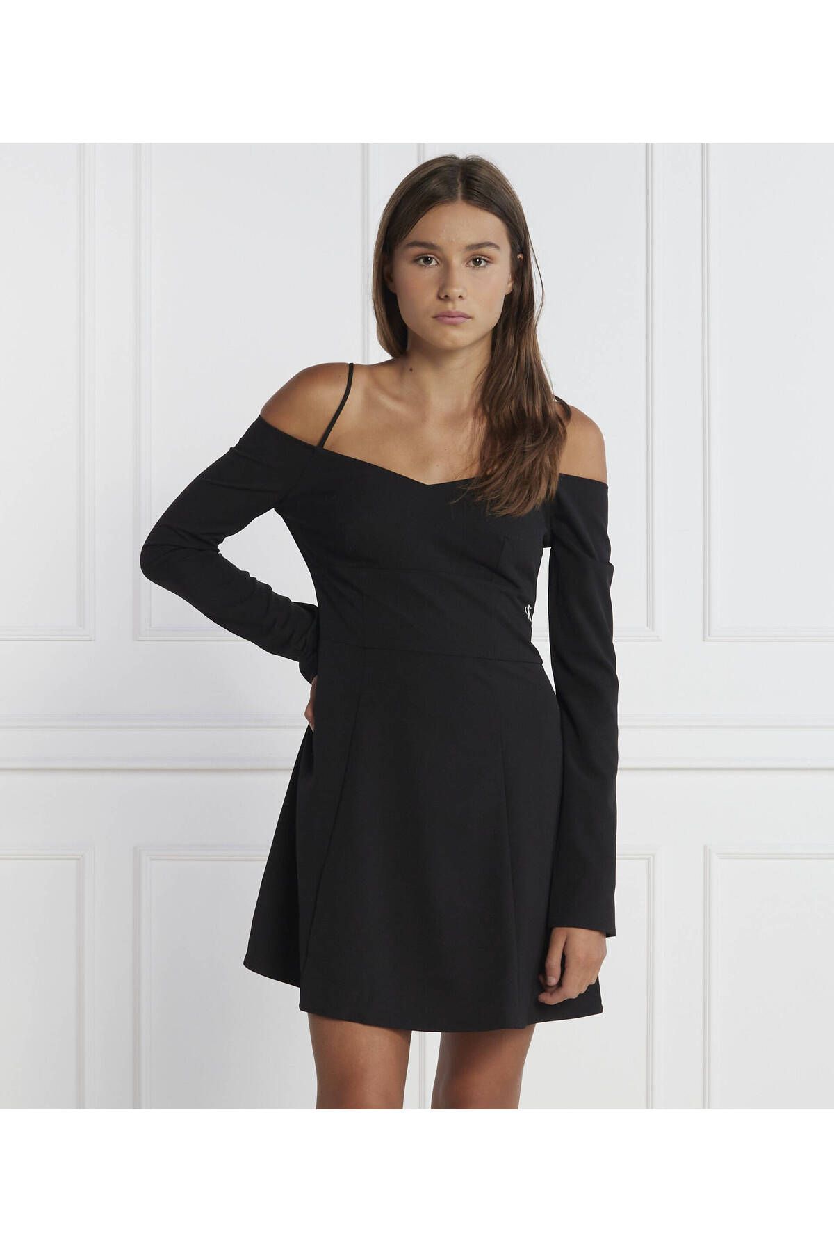 Calvin klein black cold cheap shoulder dress