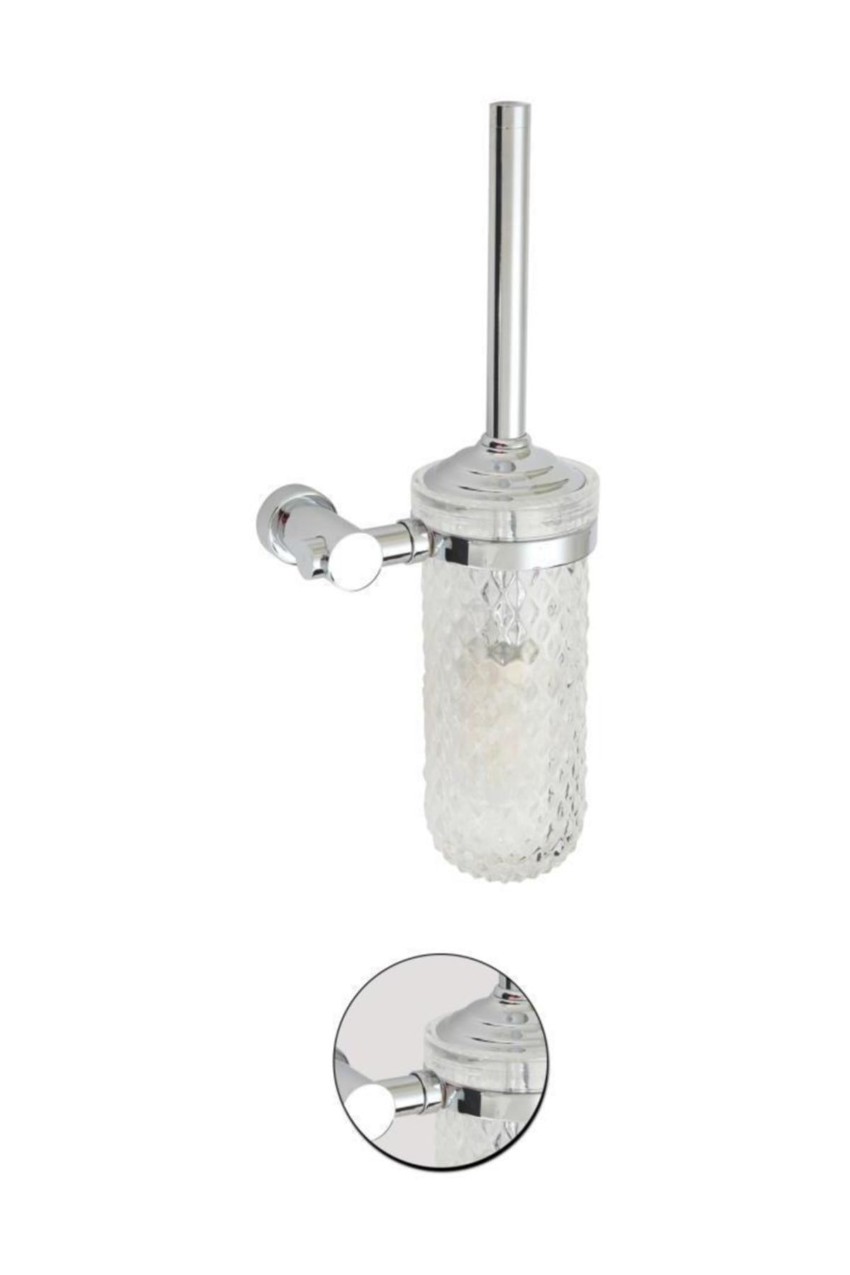 Maya Utopic Chrome Montajlı Klozet Fırçası Buzlu Cam %100 Pirinç