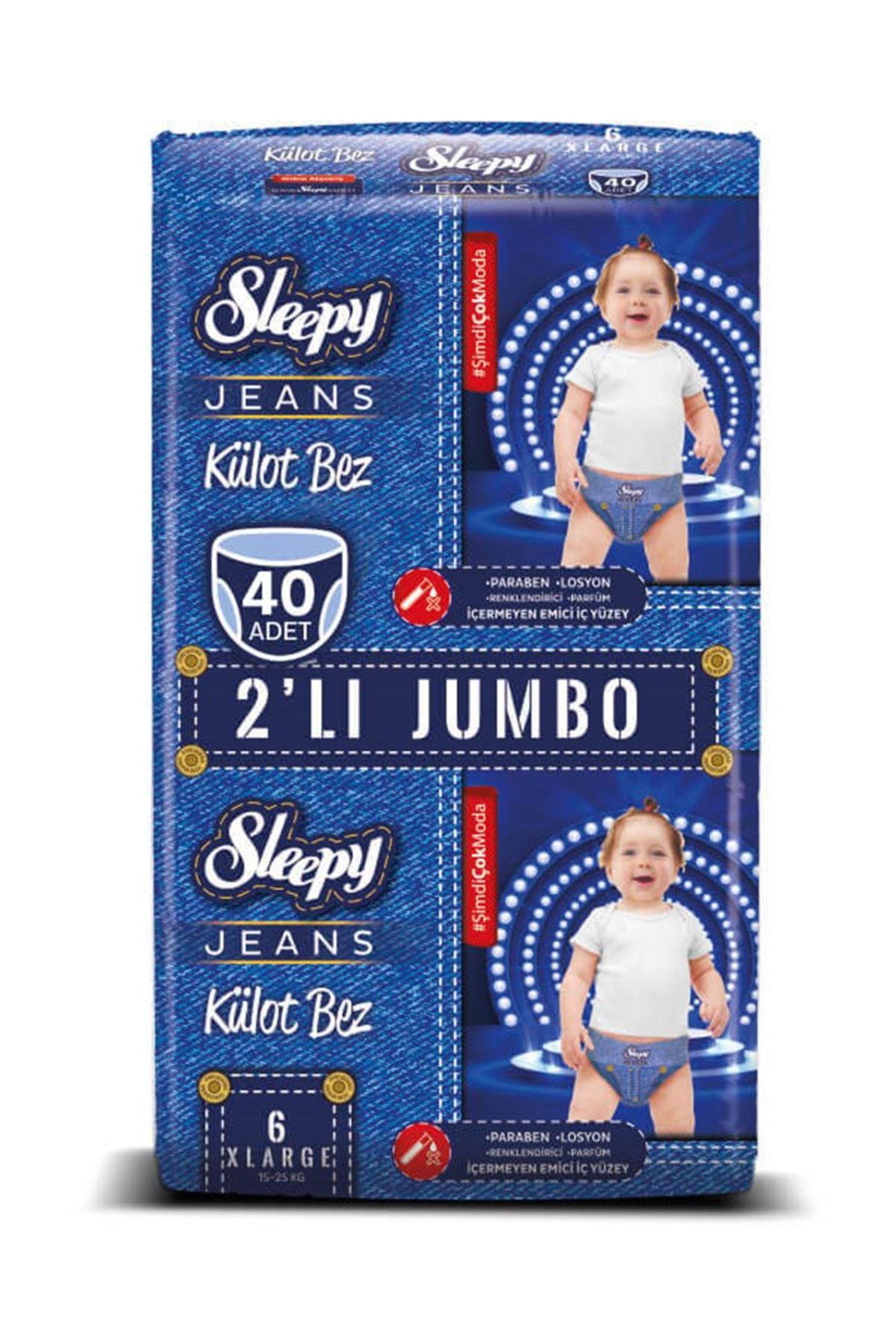 Sleepy Jeans Külot Bez 6 Beden Xlarge 2'Li Jumbo 40 Adet