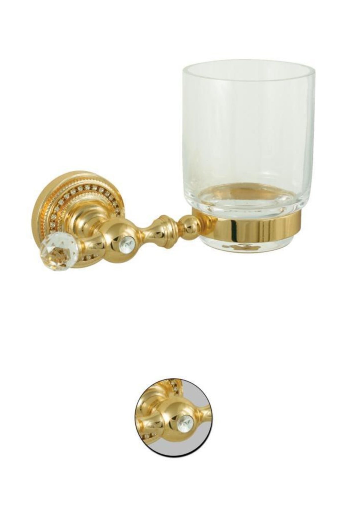 Maya Style Pvd Gold Montajlı Diş Fırçalık Cam Pirinç