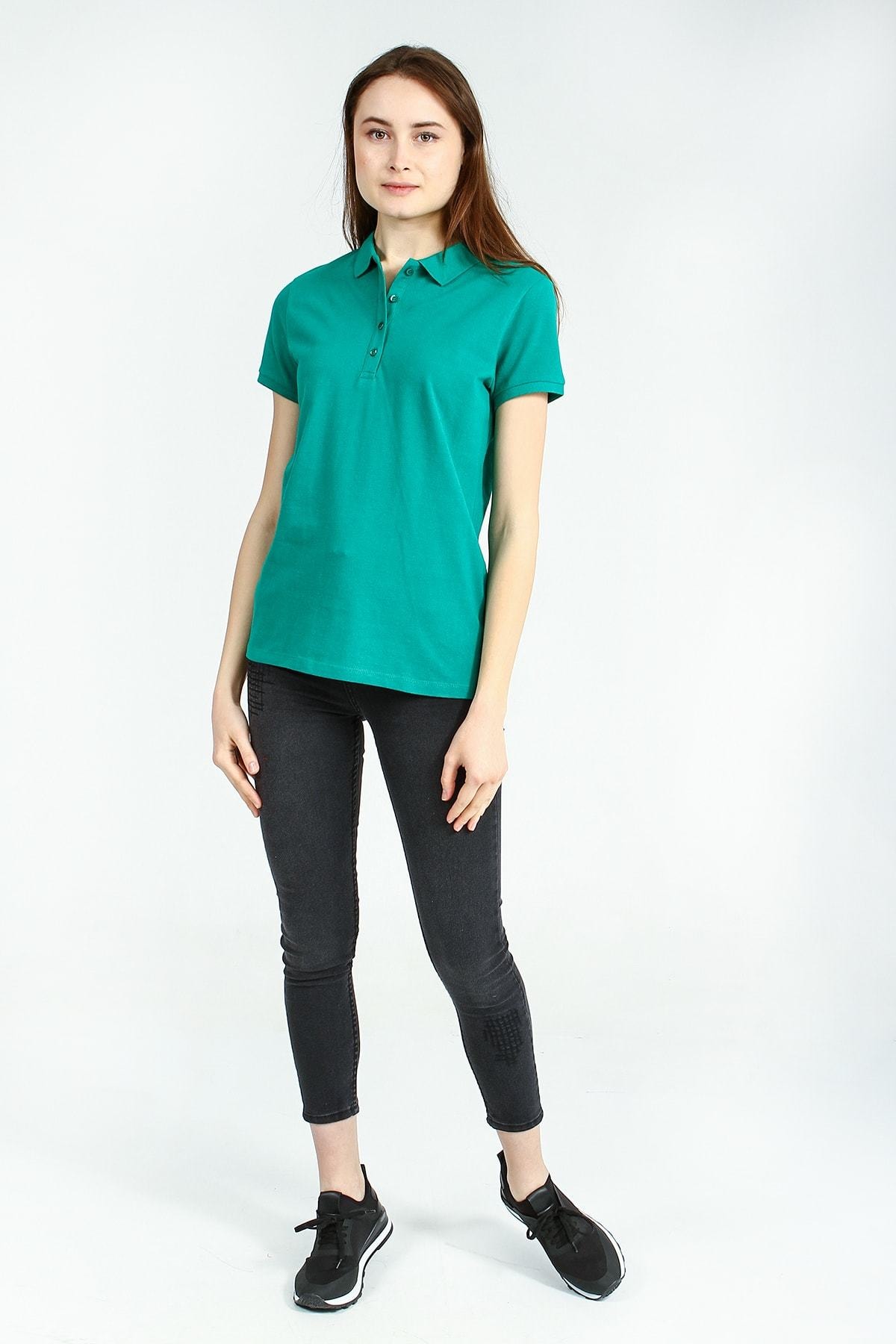Collezione Kadın Polo Yaka Yeşil T-shirt