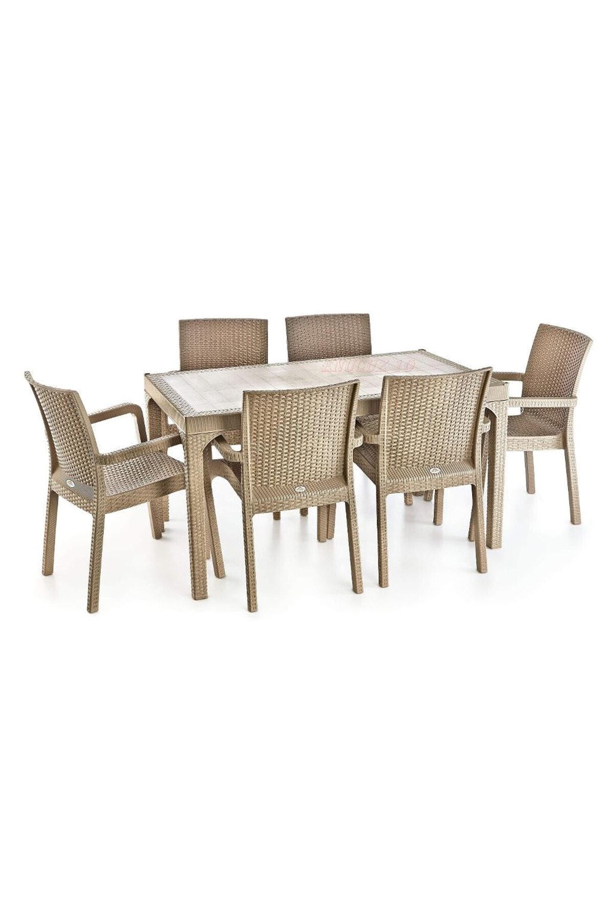 holiday cappucino violet rattan camli bahce mutfak masa takimi 90x150cm 6 li fiyati yorumlari trendyol
