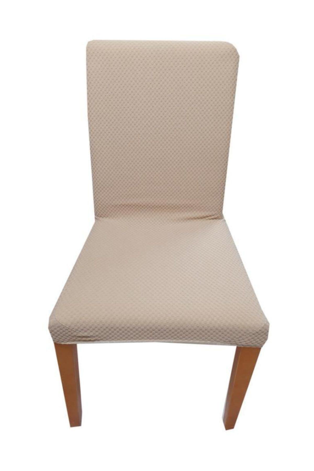 Bella Home Sandalye Kılıfı Latuda Bambu Likralı Vizon 6 Adet