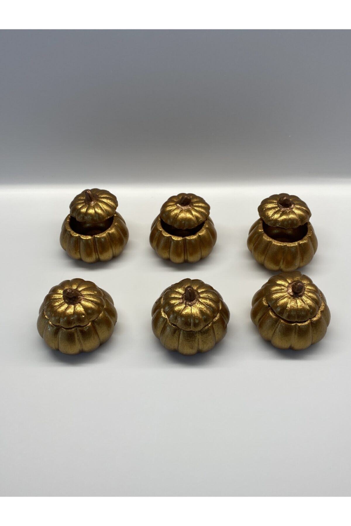 DESİGNBYMÜGE Gold Kahve Yanı Lokumluk Kabak 6 Adet