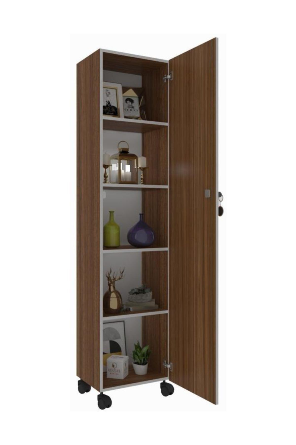 Kenzlife mutfak dolabı zehra 168*030*032 cvz kilitli tekerlekli banyo evrak ofis kitaplık ayakkabılı