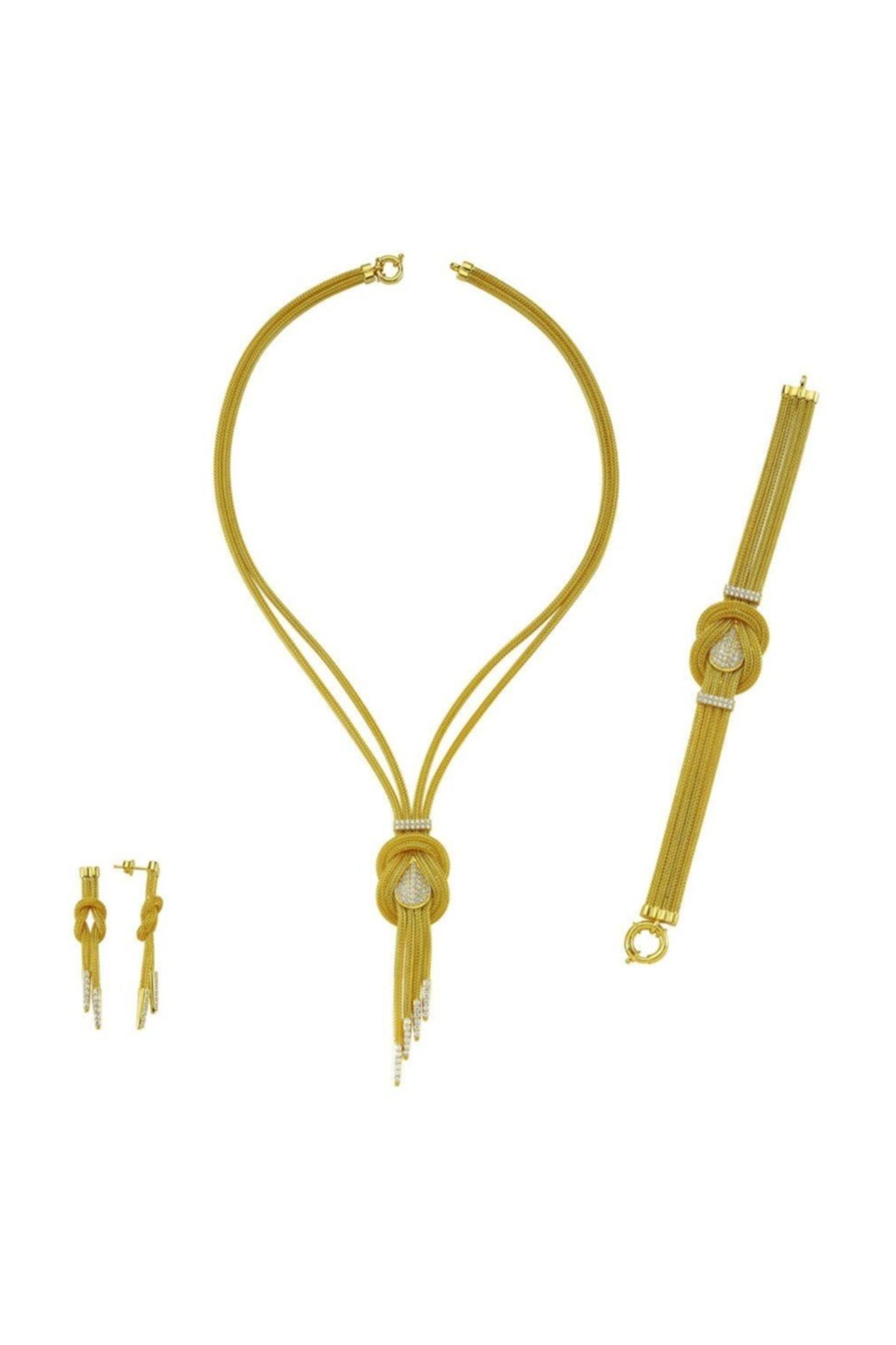 BİLEZİKHANE 22 Ayar Düğümlü Set Takımı Badem Model 75.00 Gram