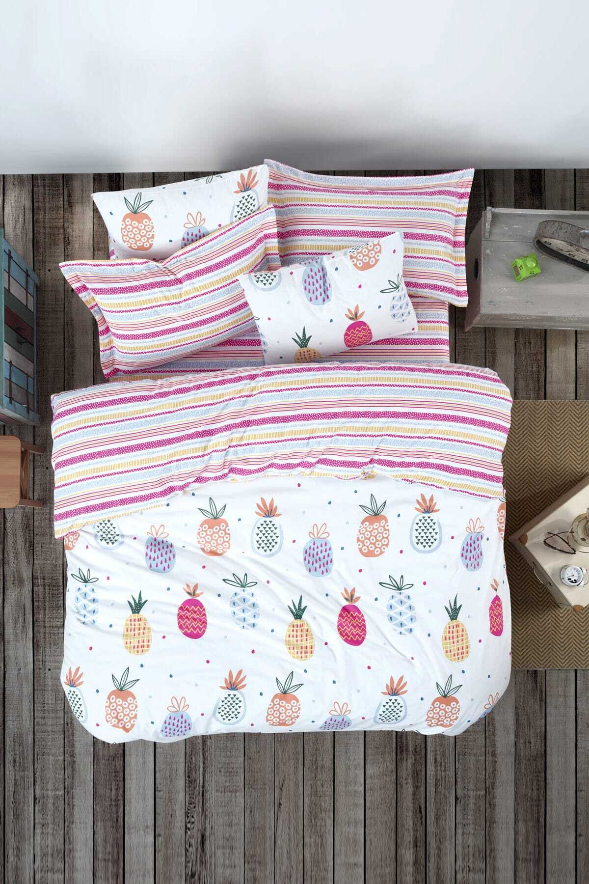 Enlora Home 100 Dogal Pamuk Cift Kisilik Nevresim Takimi Iva Mixrenk Fiyati Yorumlari Trendyol