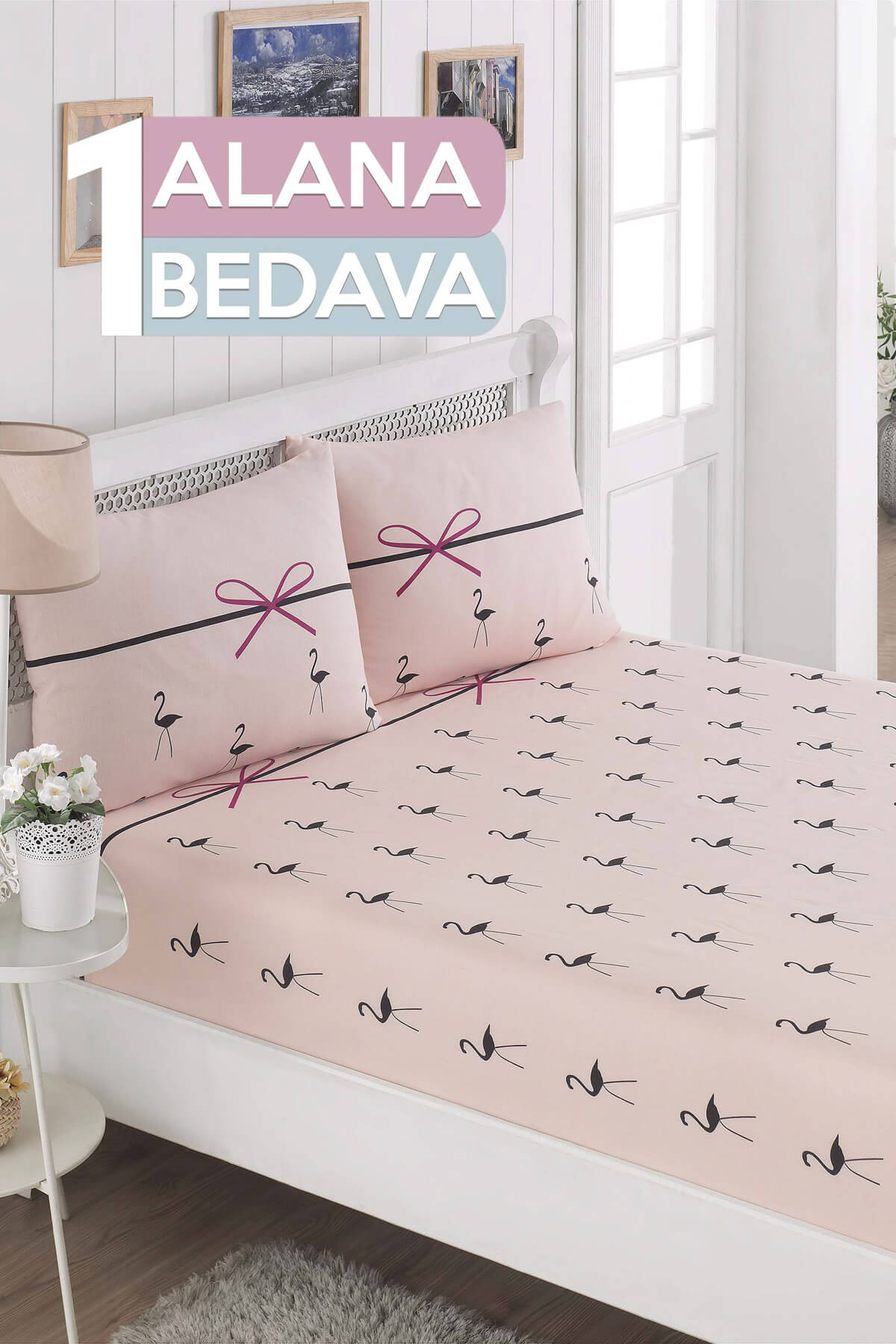 ev ev home tek kisilik 1 alana 1 bedava lastikli carsaf seti flamingo pudra ep 011401 fiyati yorumlari trendyol